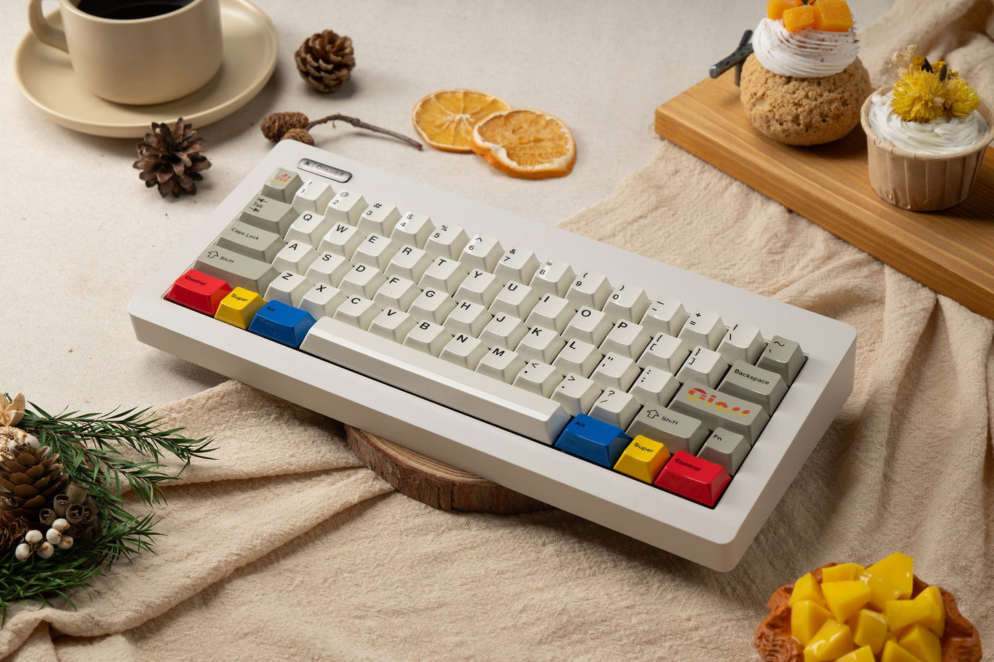 Glazed Beige Keycaps + Artisan