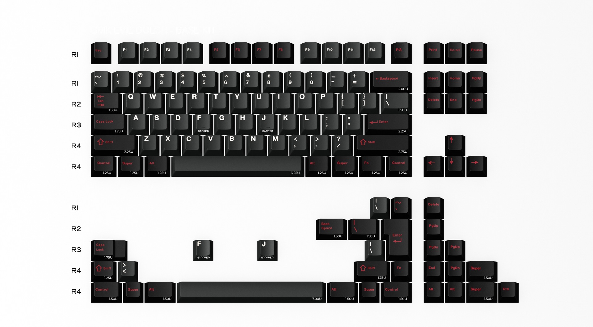 キーボード GMK Evil Dolch GMK Evil Dolch The Split CYL ABS Keycaps – Divinikey